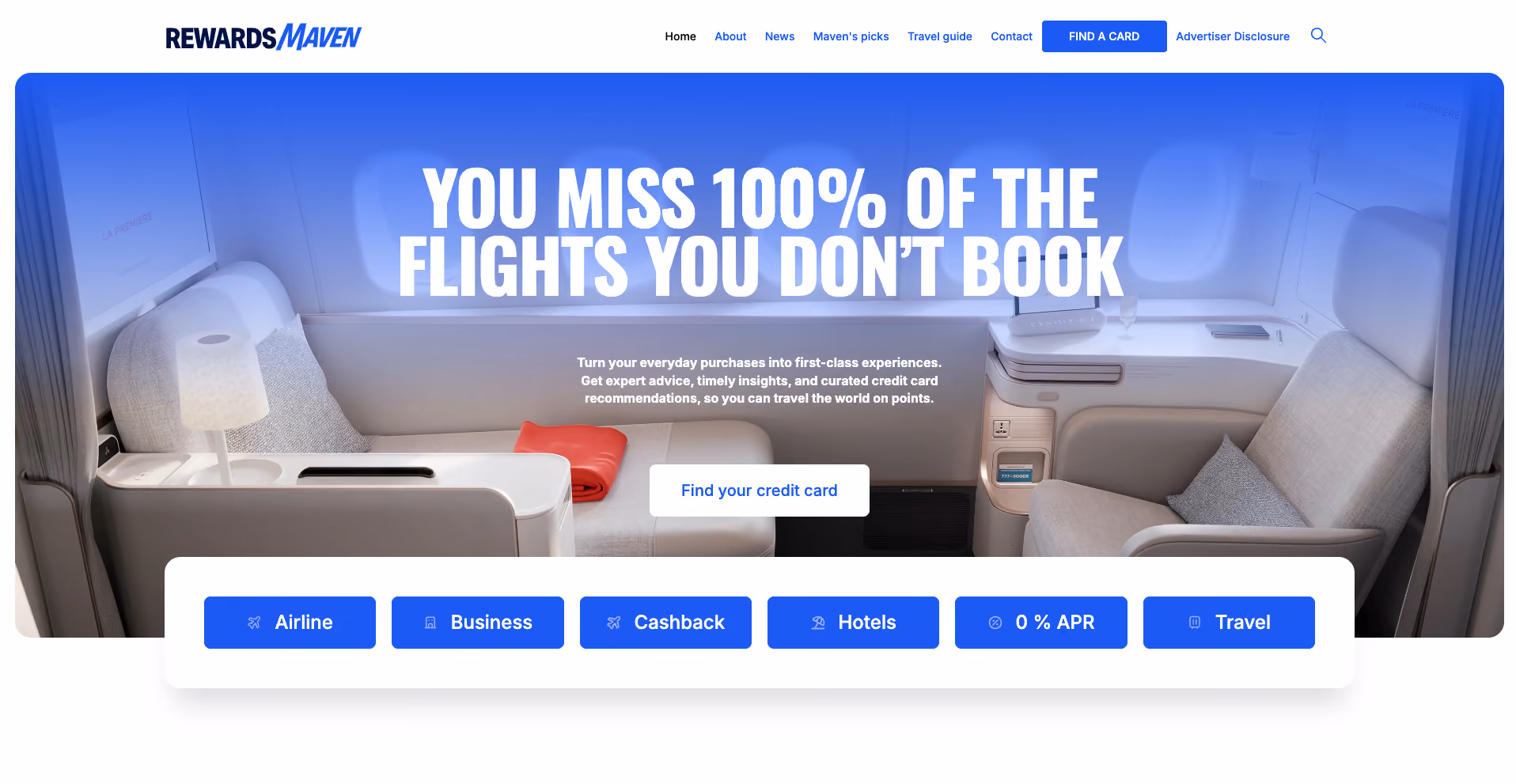Rewards Maven travel credit card website designed by DivMonk