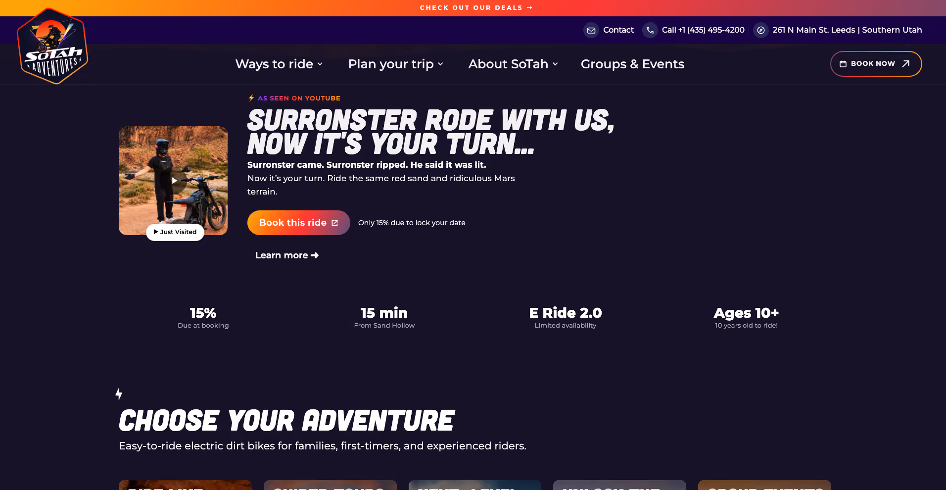 SoTah Adventures dirt bike tour website designed by DivMonk