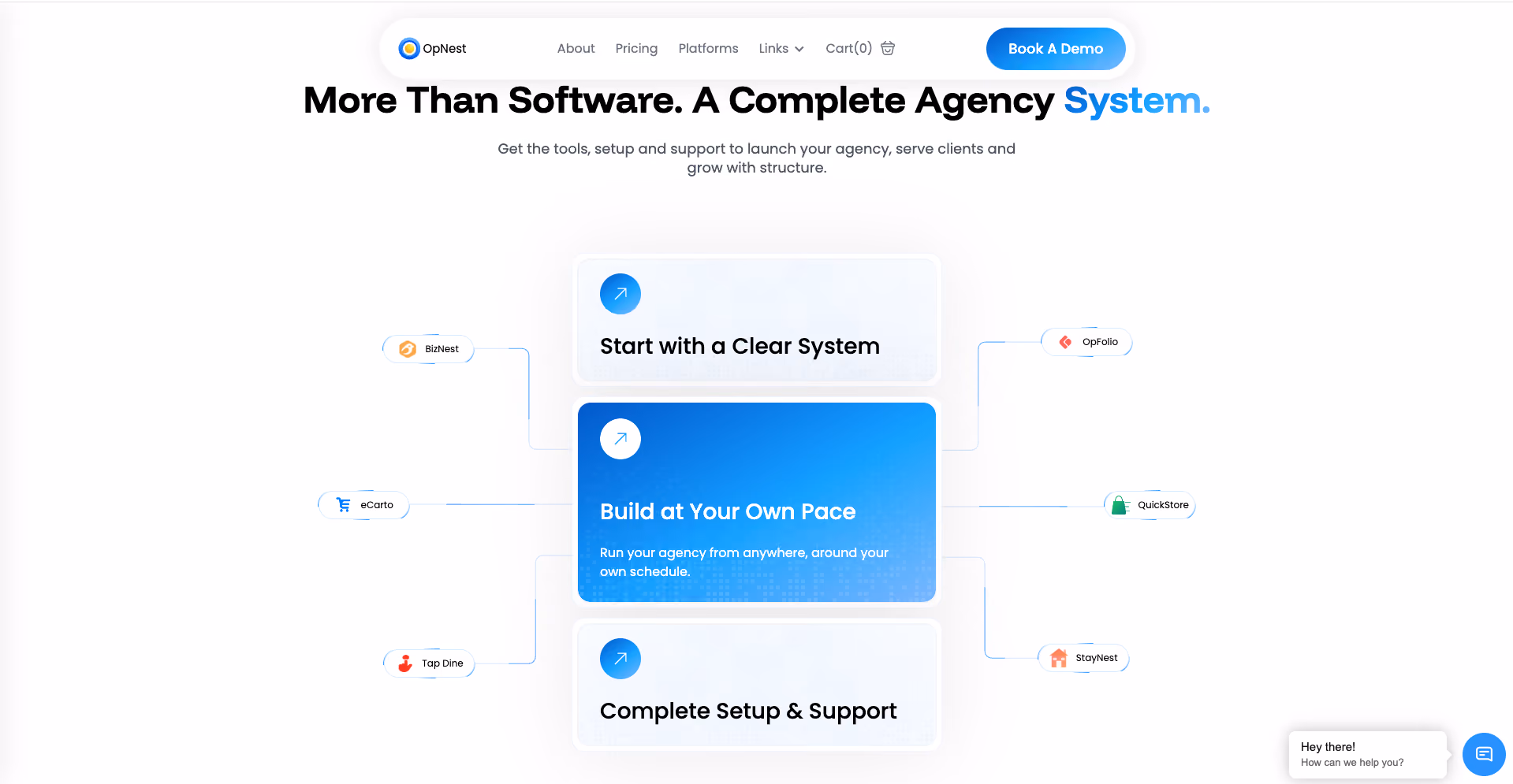 A second screenshot from the OpNest website showing more of the platform's interface