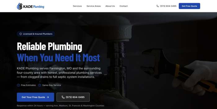 KADE Plumbing website preview