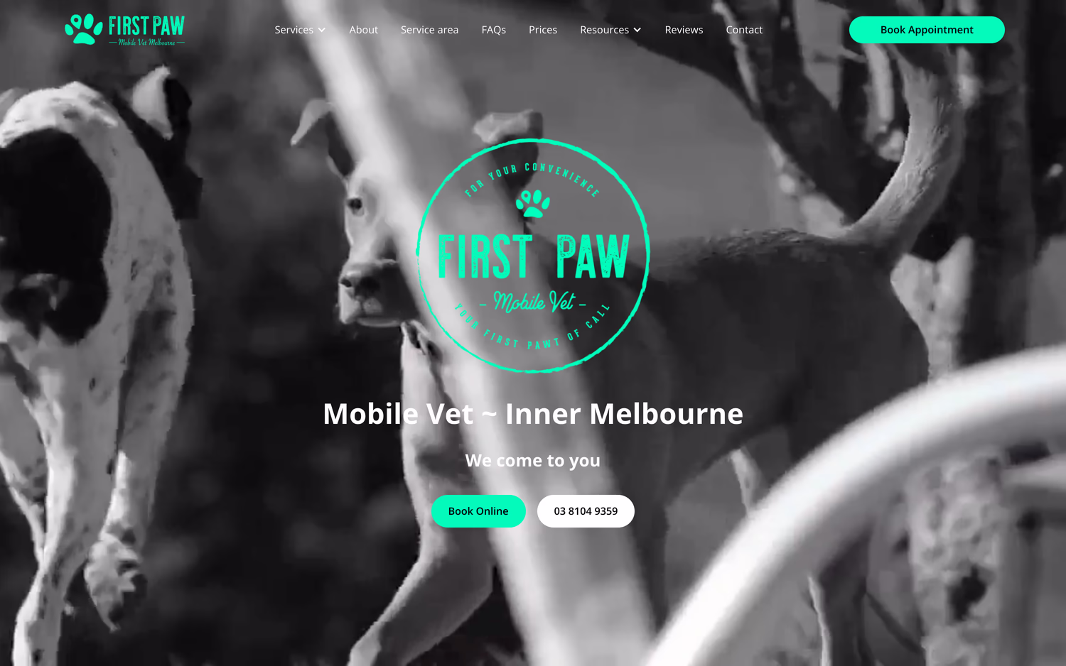 The First Paw Mobile Vet website, built by For Vets