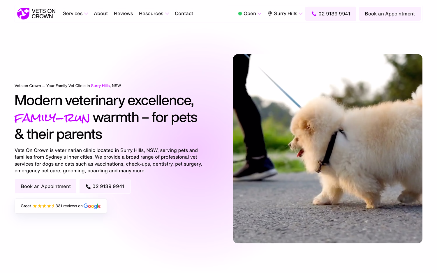 The Vets On Crown website, rebuilt by For Vets