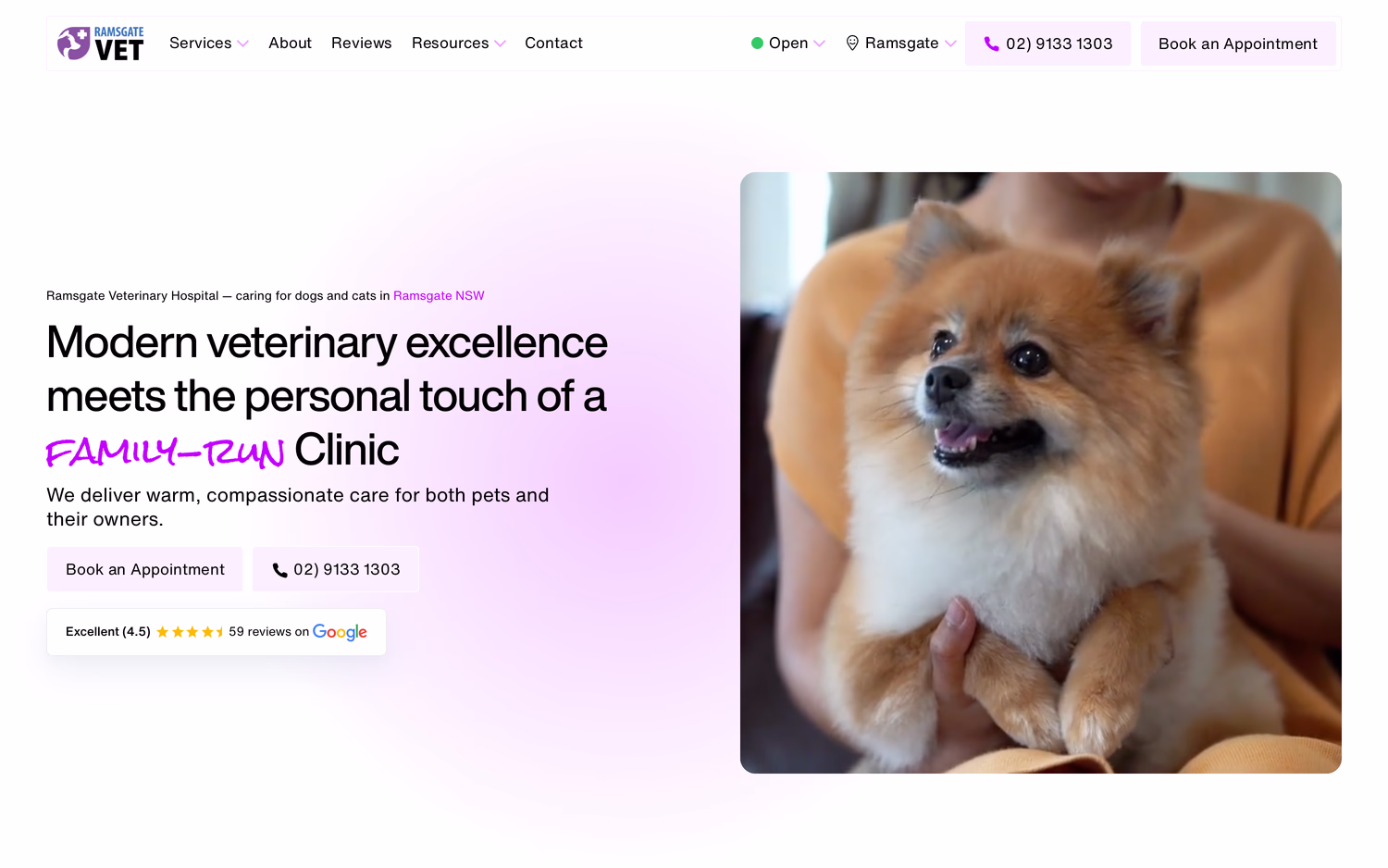 The Ramsgate Vet website, built by For Vets