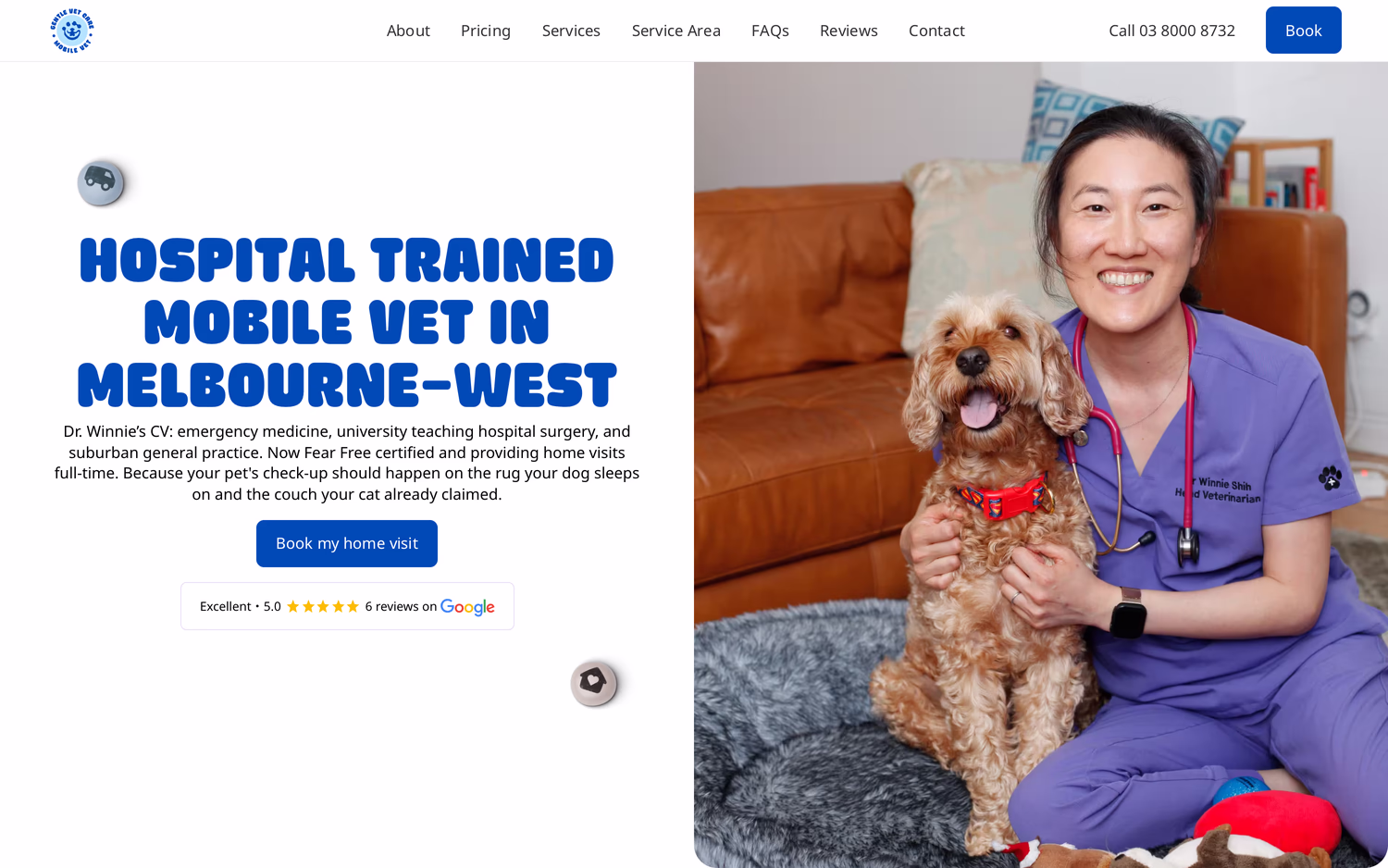 The Gentle Vet Care website, built by For Vets