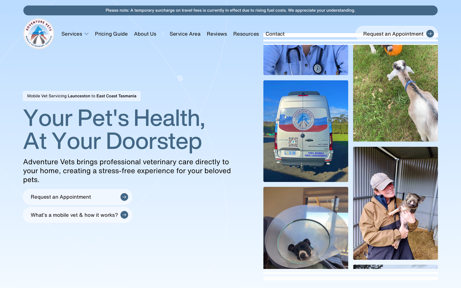The Adventure Vets website, built by For Vets