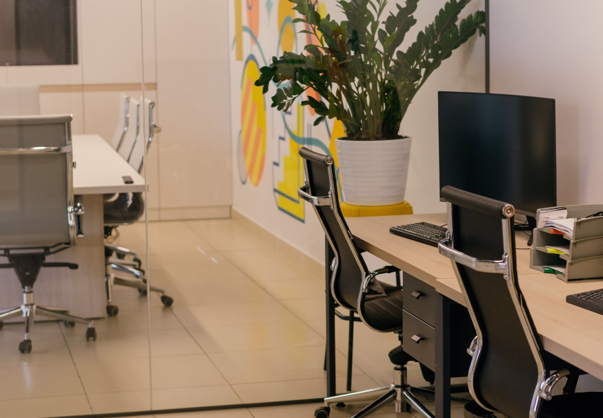 Bright open-plan office interior kept clean