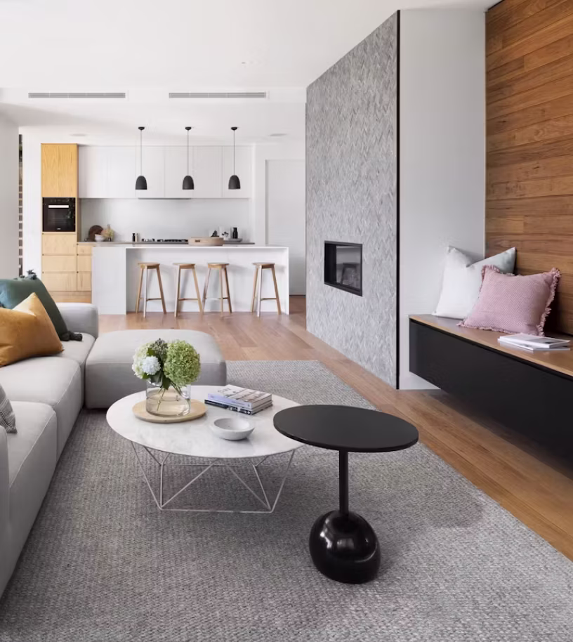 Cosy living room with a red armchair
