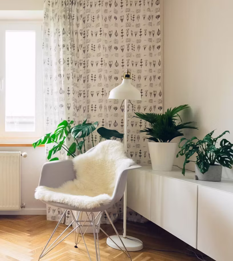 Cosy living room with a red armchair