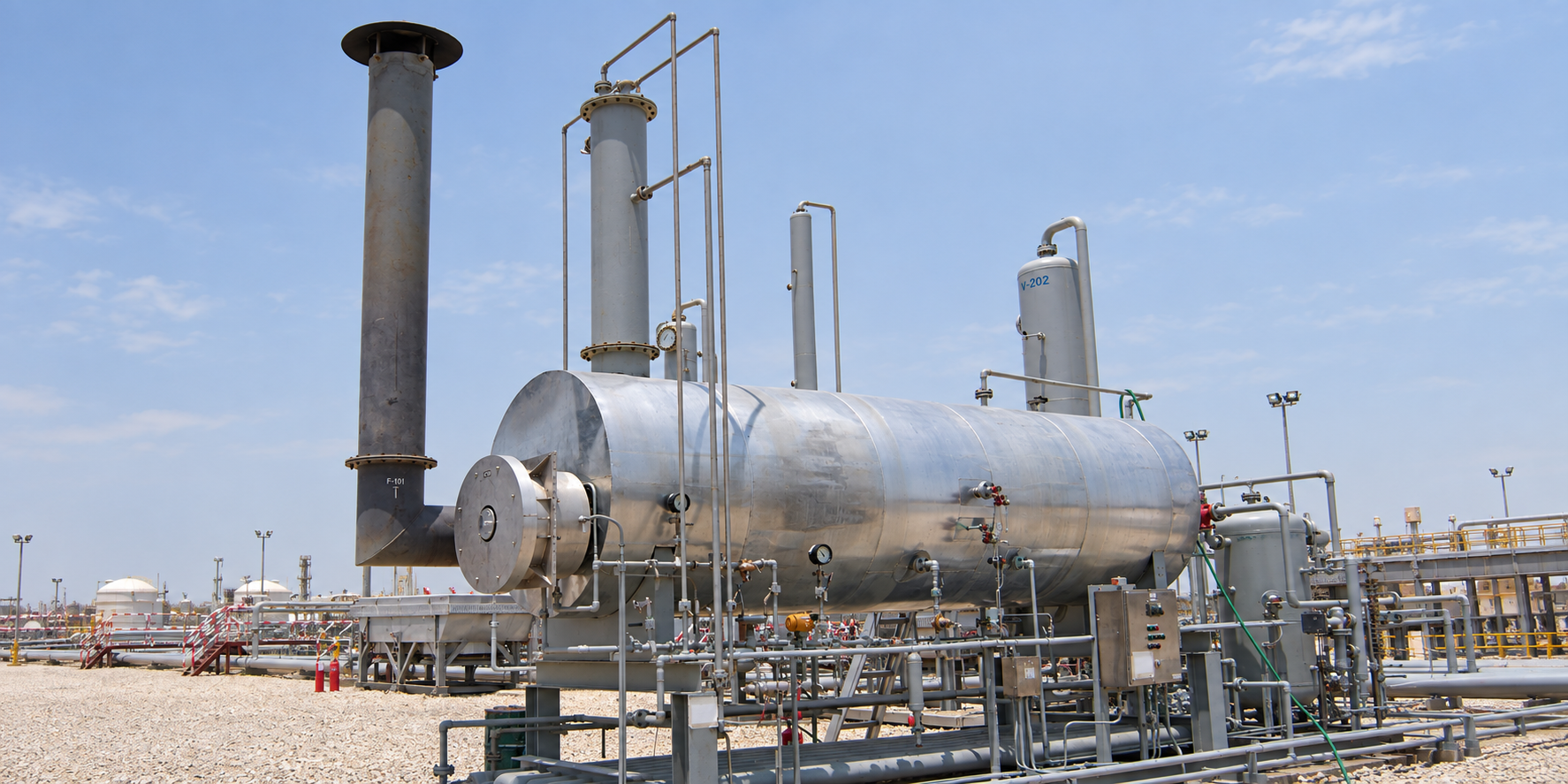 Illustrative render of a mechanical heater treater vessel