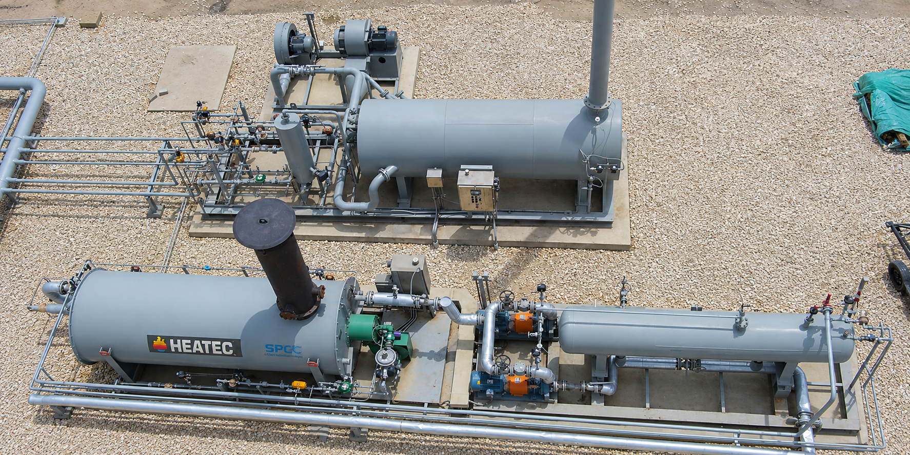 Illustrative render of a hot oil heat medium package