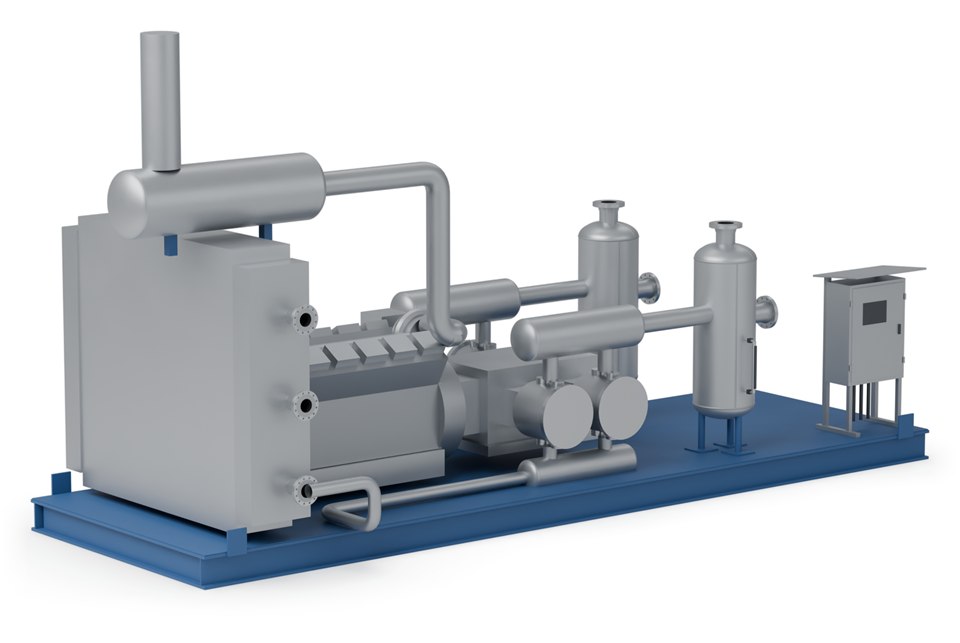 Skid-mounted compressor package, illustration