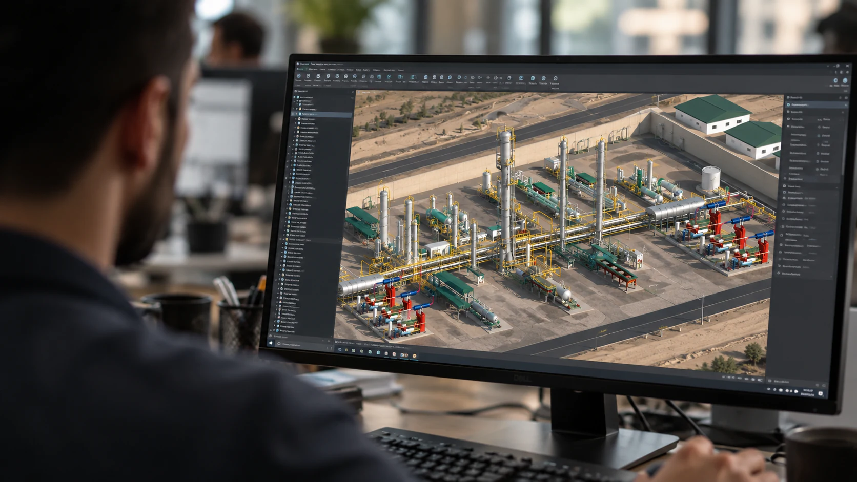SPEC's Jebel Ali yard: plate stock, columns under fabrication and mobile cranes