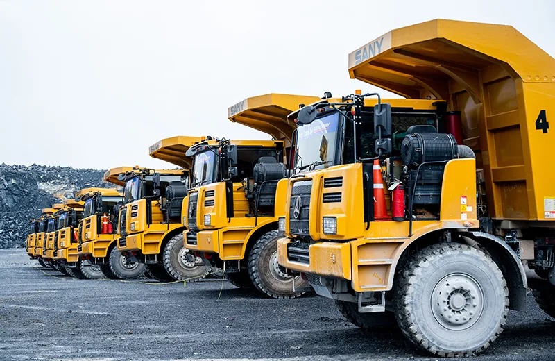 Fleet of SANY mining trucks