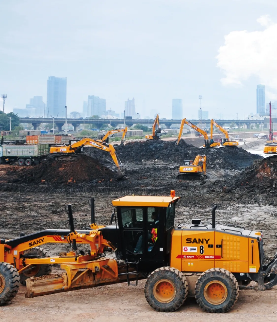 SANY earthmoving equipment on a construction site