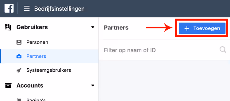 Facebook Partner Toevoegen