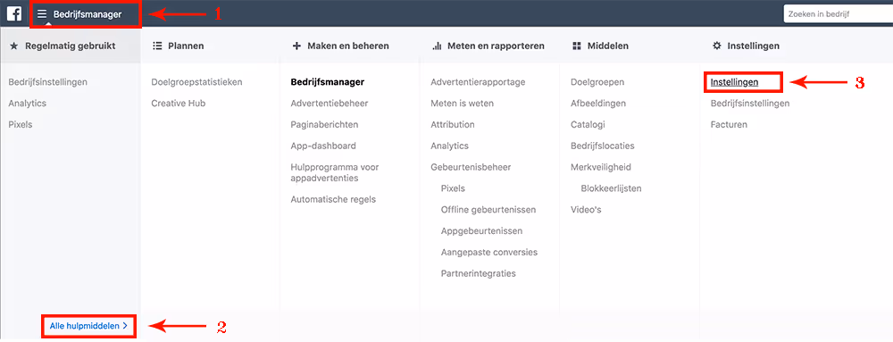 Facebook Business Manager Bedrijfsinstellingen