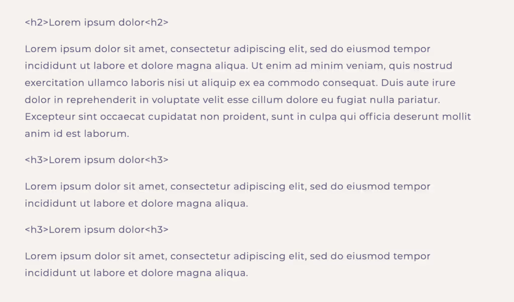 Voorbeeld van een tekst in Shopify waarbij HTML niet werkt