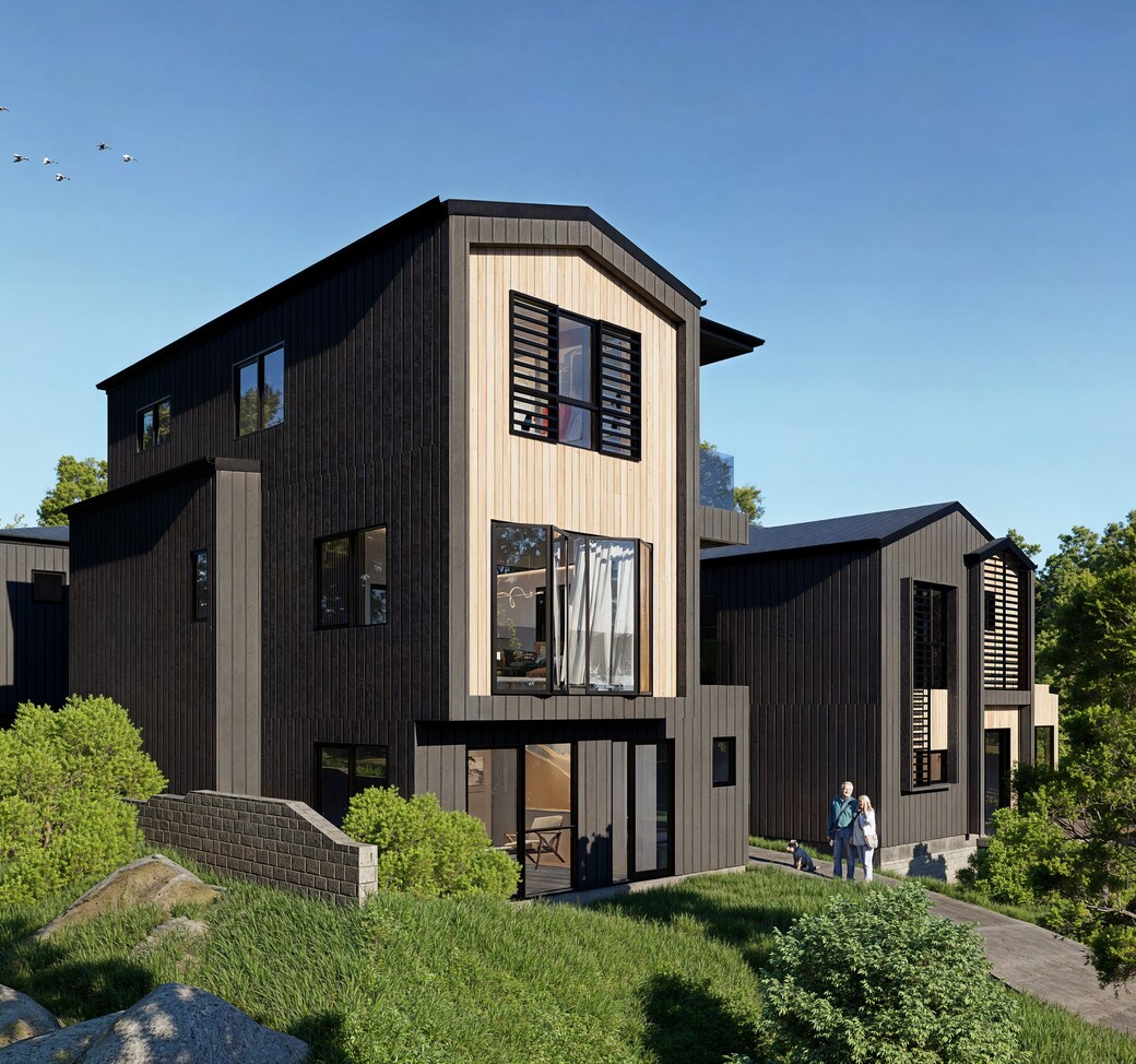 Artist's impression of the homes at 6 Woodward Avenue, Māngere Bridge.