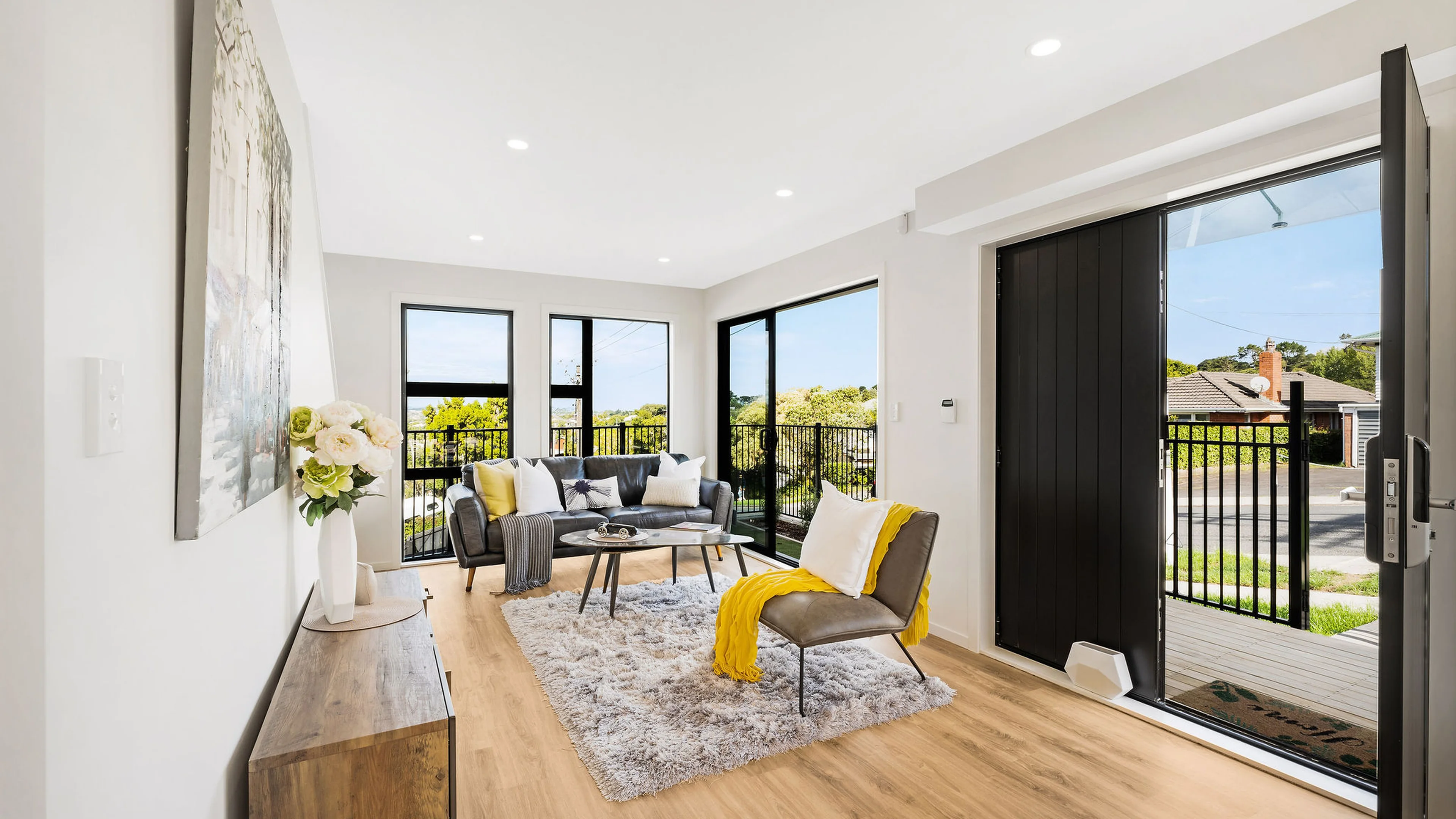 Living room in an Eden Group home at Woodward Avenue, Mangere Bridge