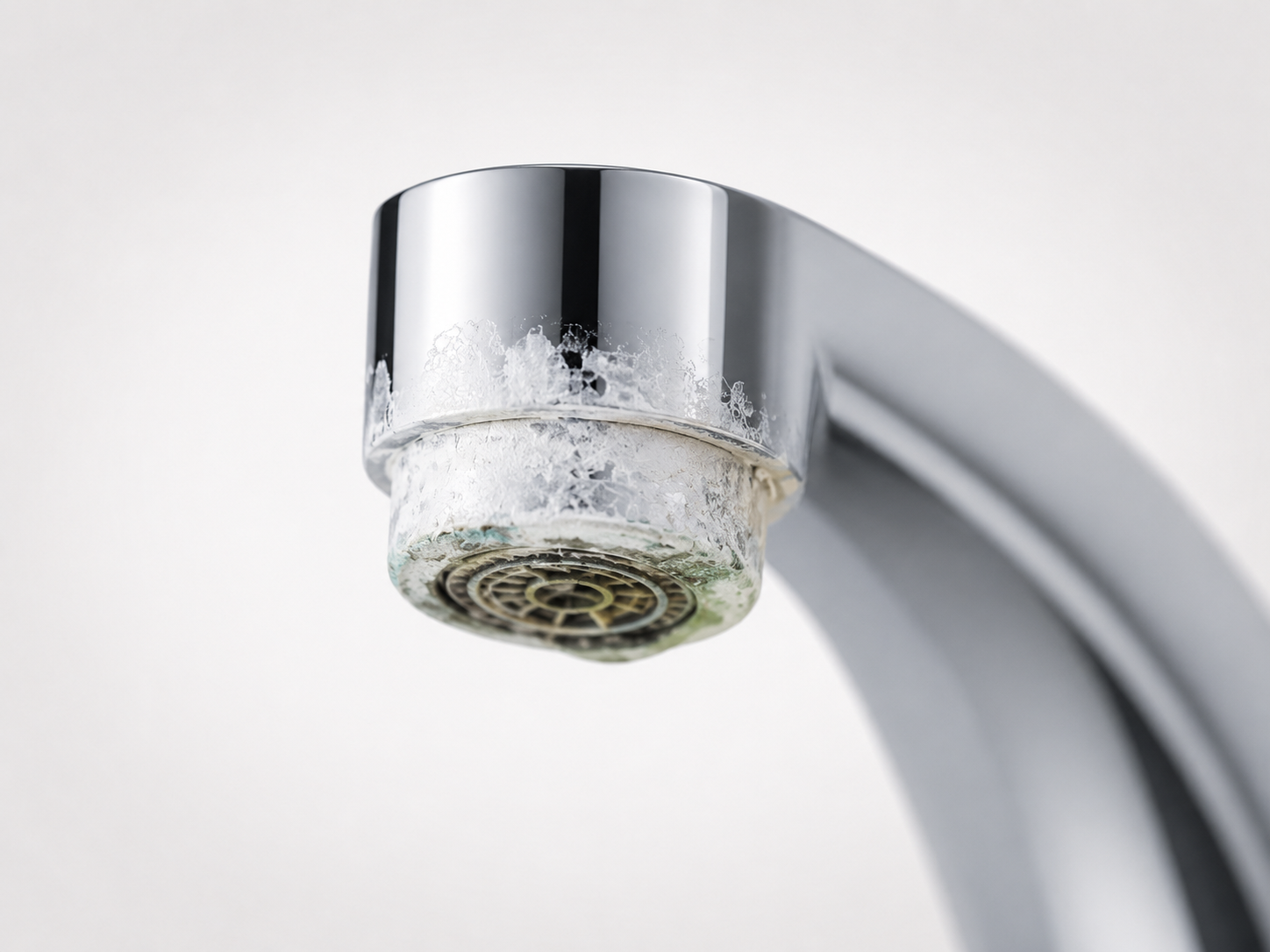 Kalkaanslag op een kraan als voorbeeld van hard water