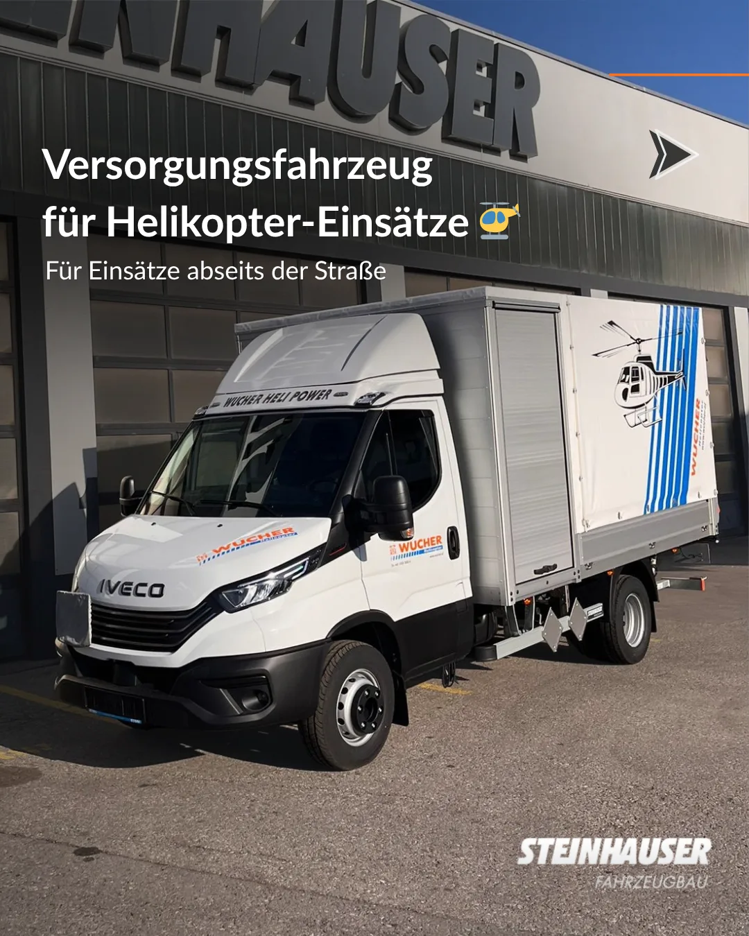 Weisser Iveco Daily als Versorgungsfahrzeug fuer Helikopter-Einsaetze von Wucher Helicopter
