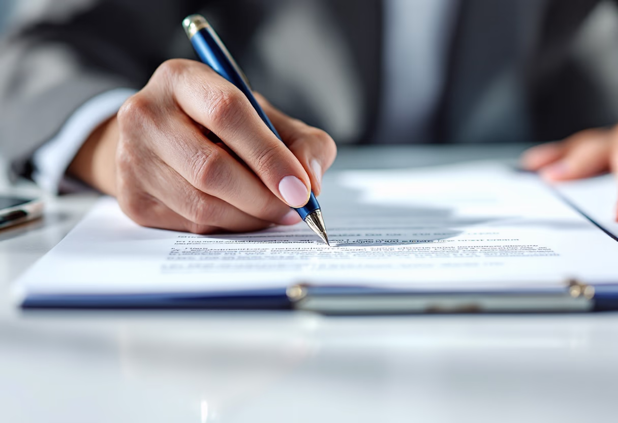 A client signing their mortgage application paperwork