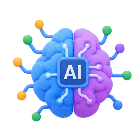 3D robot with a black face screen wearing a blue headset with microphone, surrounded by colorful speech bubbles: a red one with sound wave bars, a green one with three dots, and a yellow one with three dots.