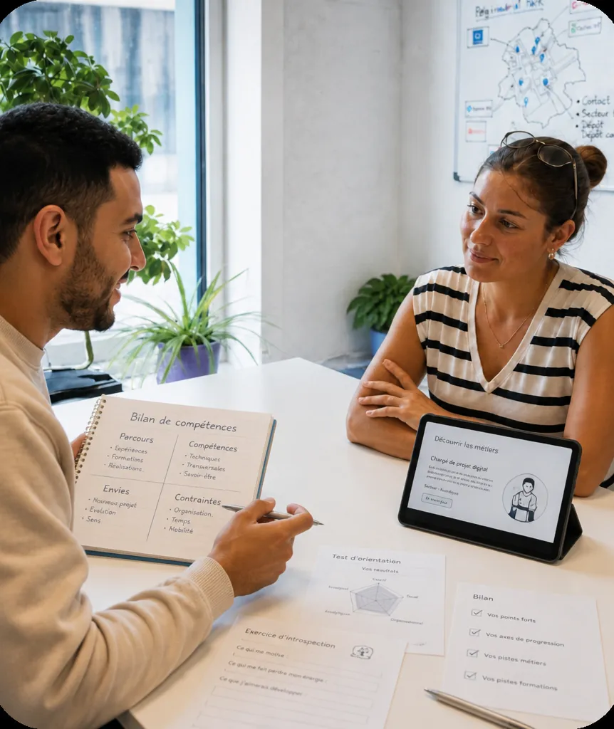 Une personne retravaille son CV avec l'aide d'un job coach