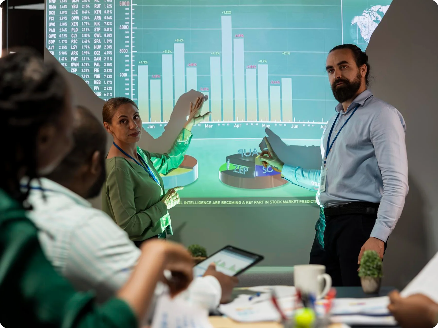 Business transformation team working together