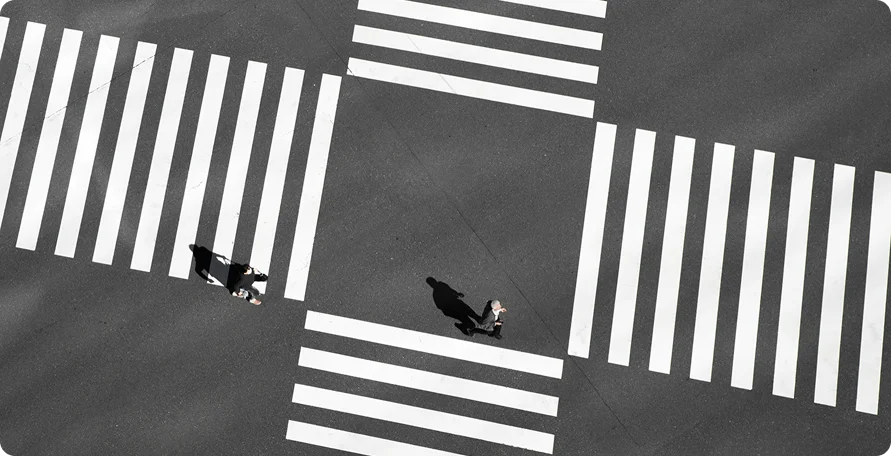 Overhead intersection visual representing assessment and prioritization