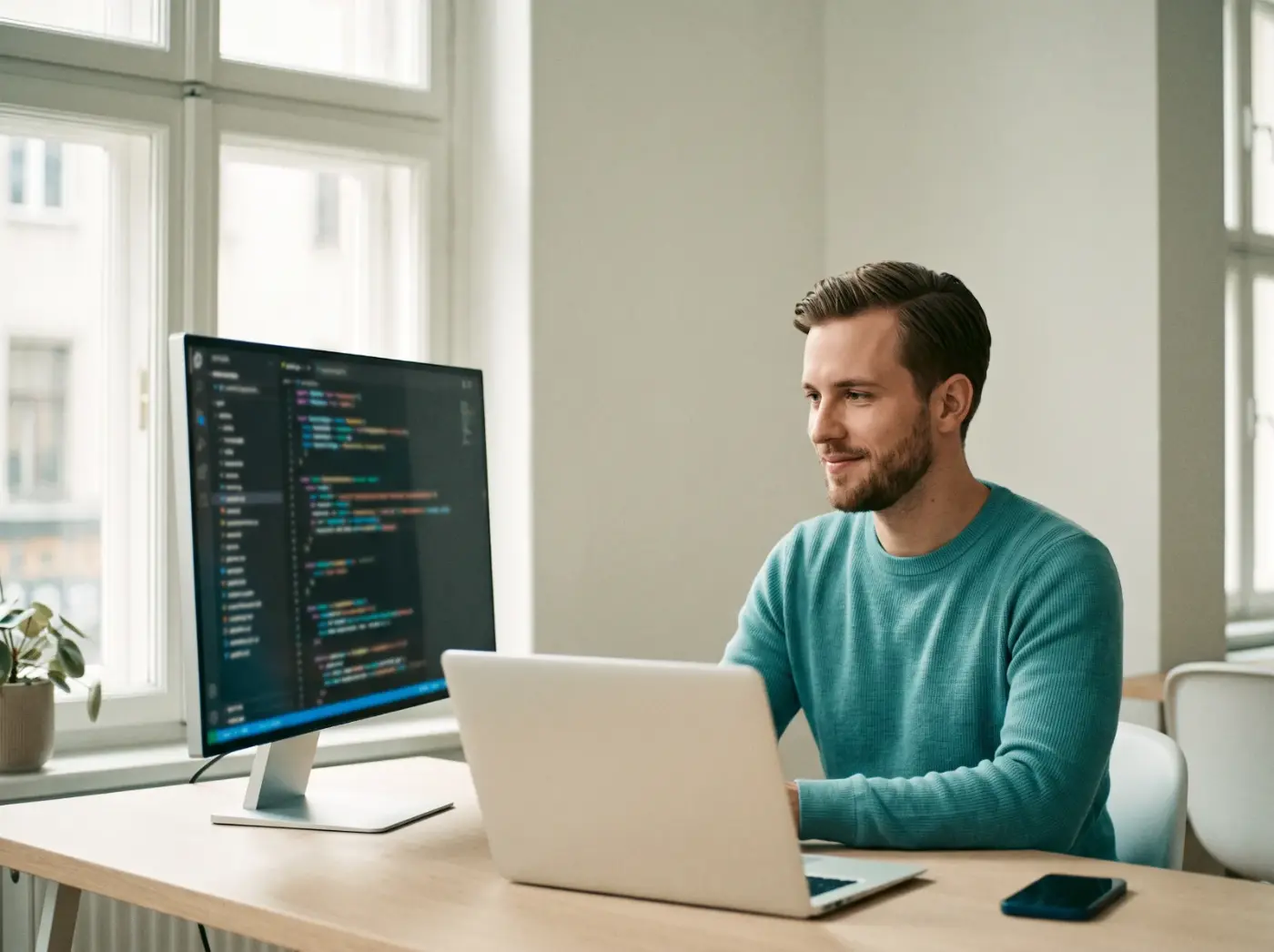 Entwickler von TalentQuartier am Arbeitsplatz in Wien