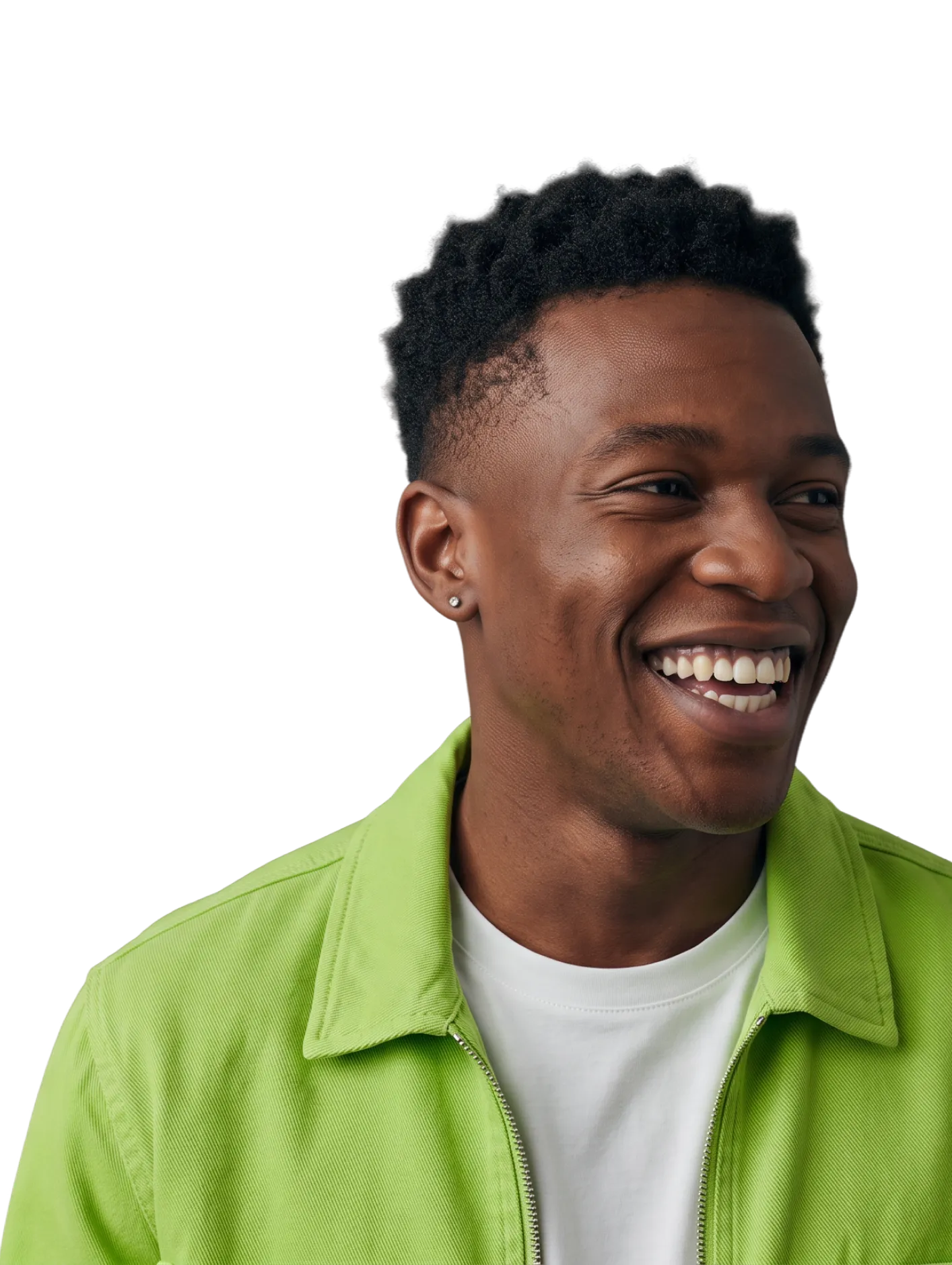 Smiling man in a green jacket