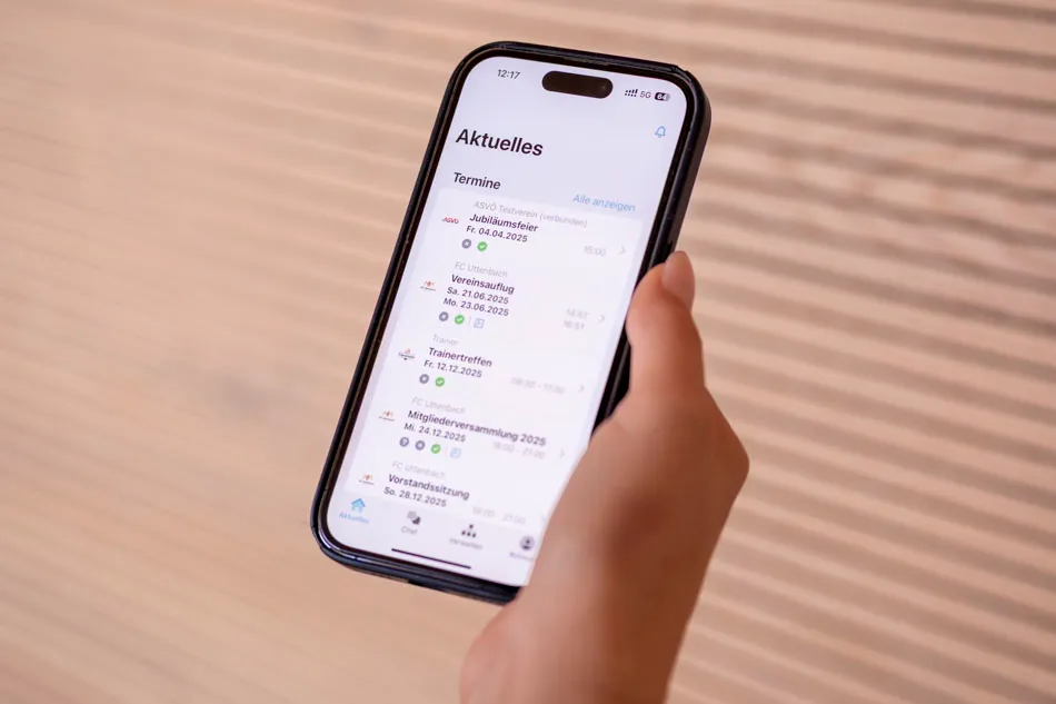 Dashboard in der Vereinsplaner App