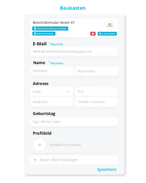 Baukasten für das Neumitgliederformular