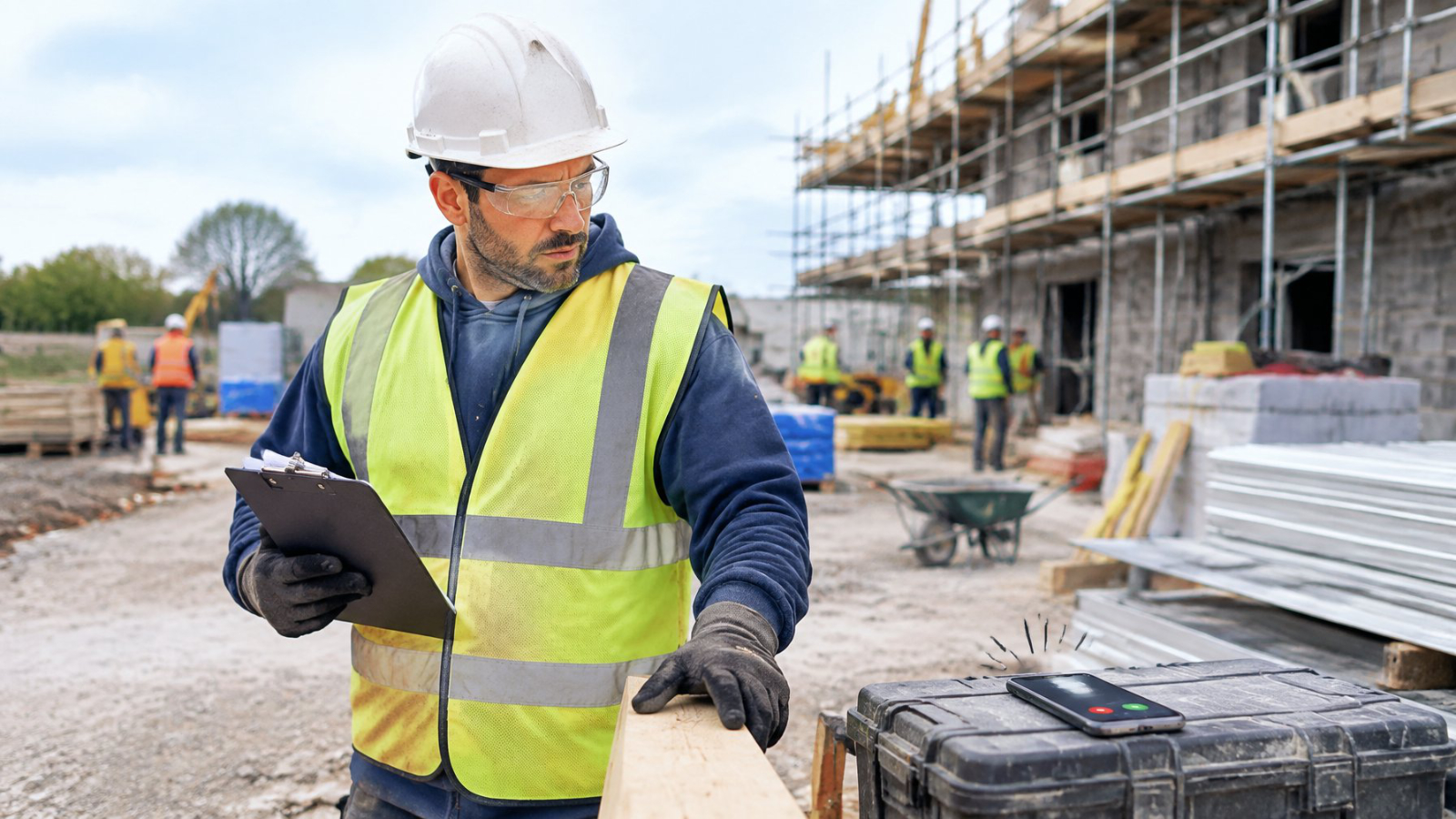 a contractor missing a client call on a smartphone while at an active job site