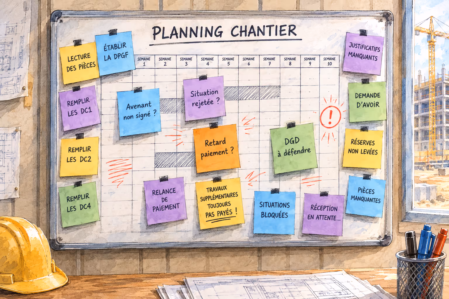 Planning de chantier surchargé : retards de paiement, DGD, réserves