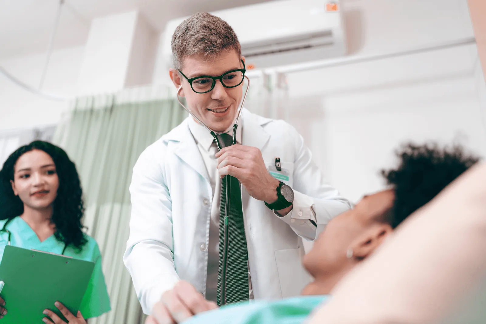 Internal diseases doctor checking on a client