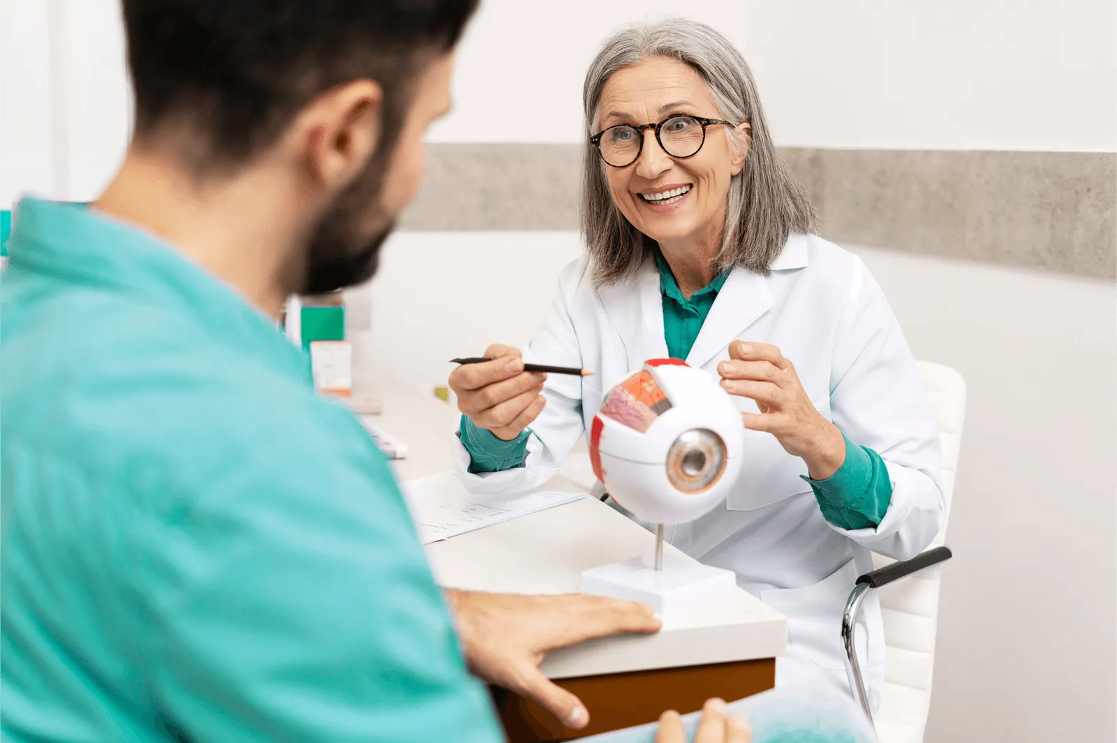 eye doctor with patient