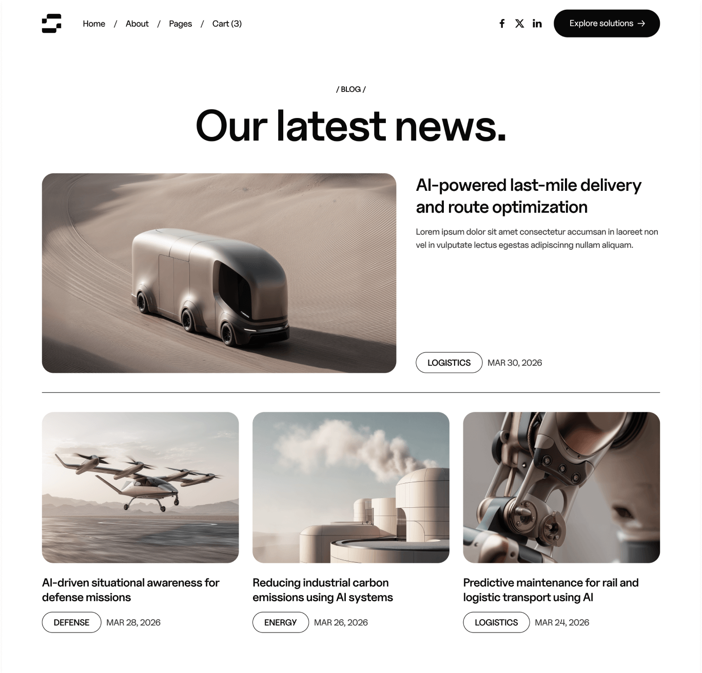 Neuralflow - Blog V1 Hero Page - AI Solutions Webflow Template | BRIX Template
