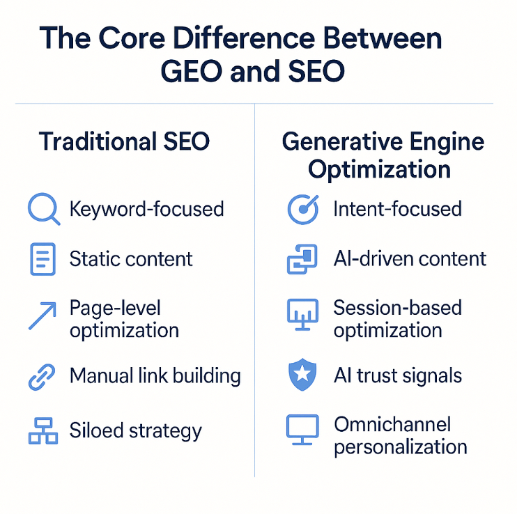 The core difference between GEO and SEO