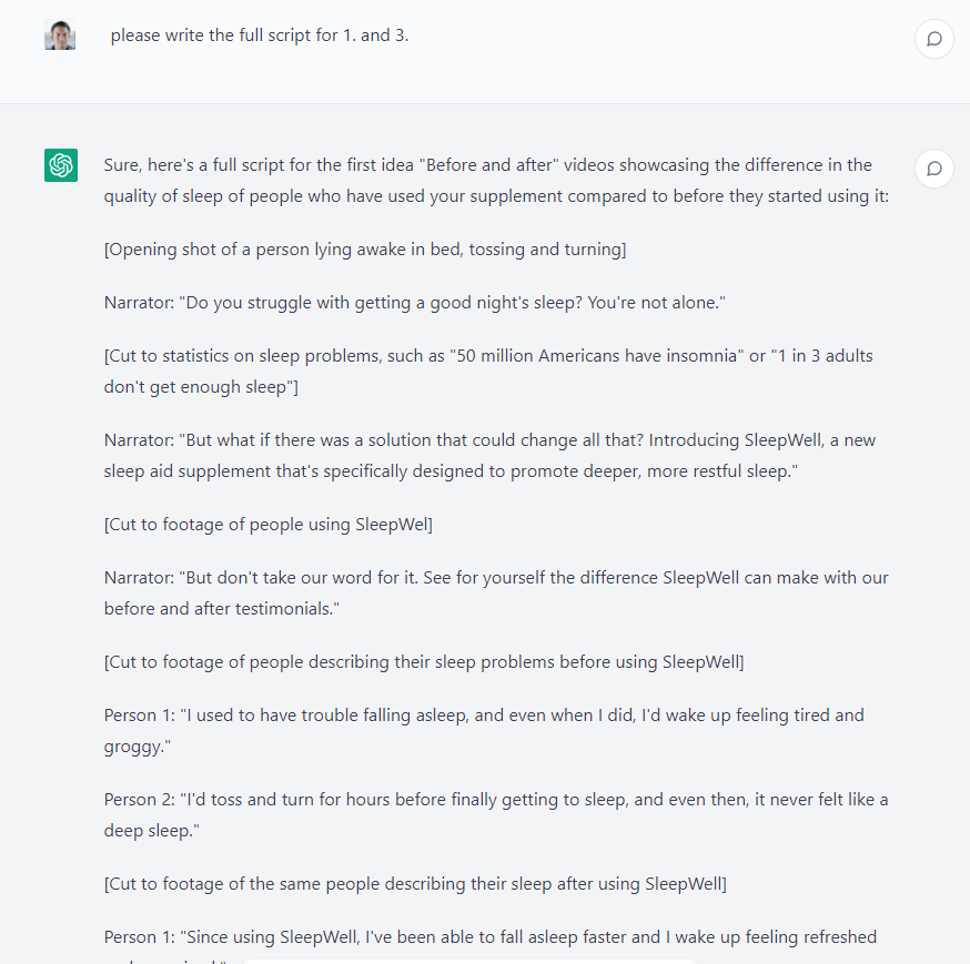 ChatGPT-assisted TikTok ad script