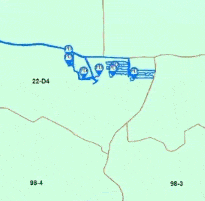 Map showing tracked worker GPS paths across plantation blocks over several days