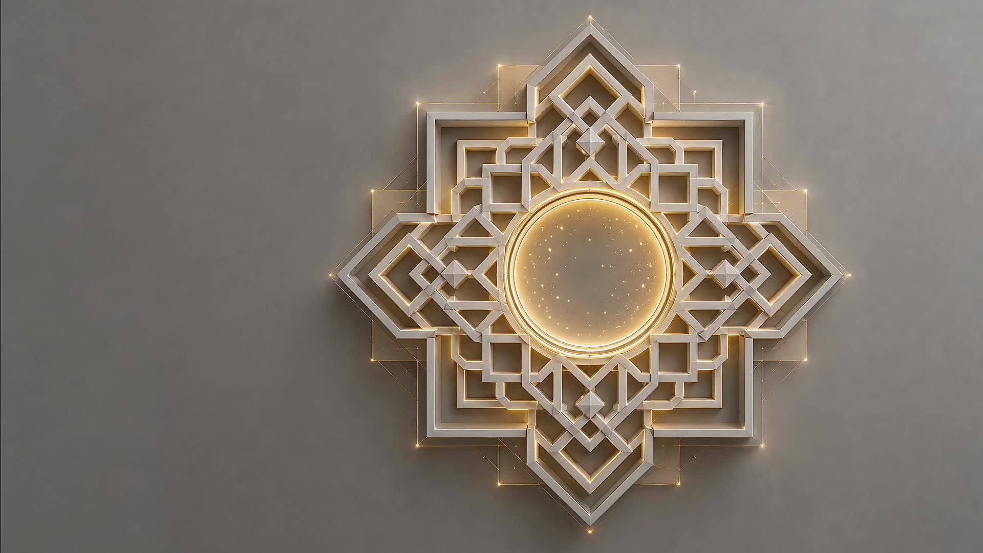 Illuminated geometric ornament in warm light