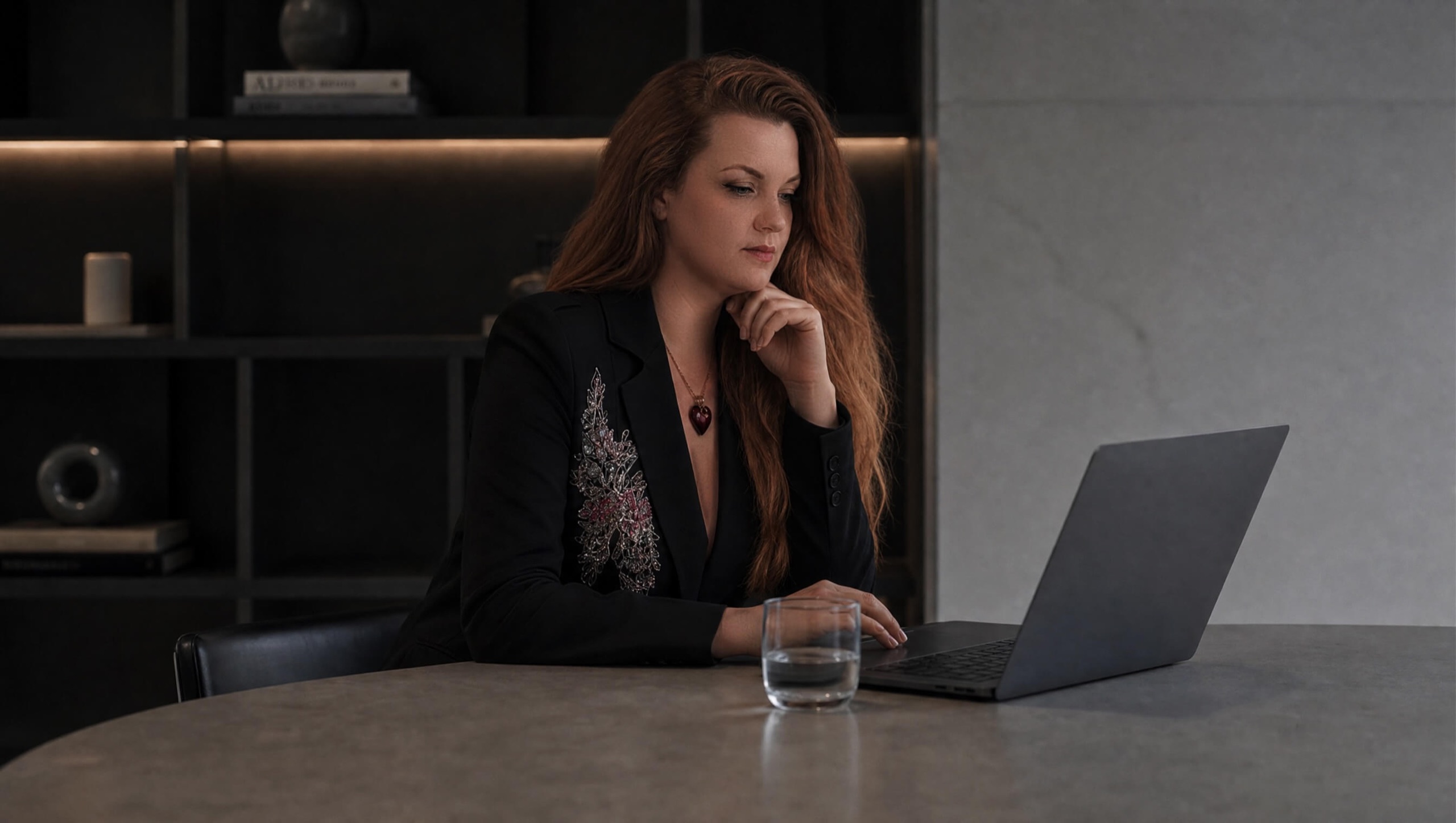 Ada Konieczny working at a desk in Dubai