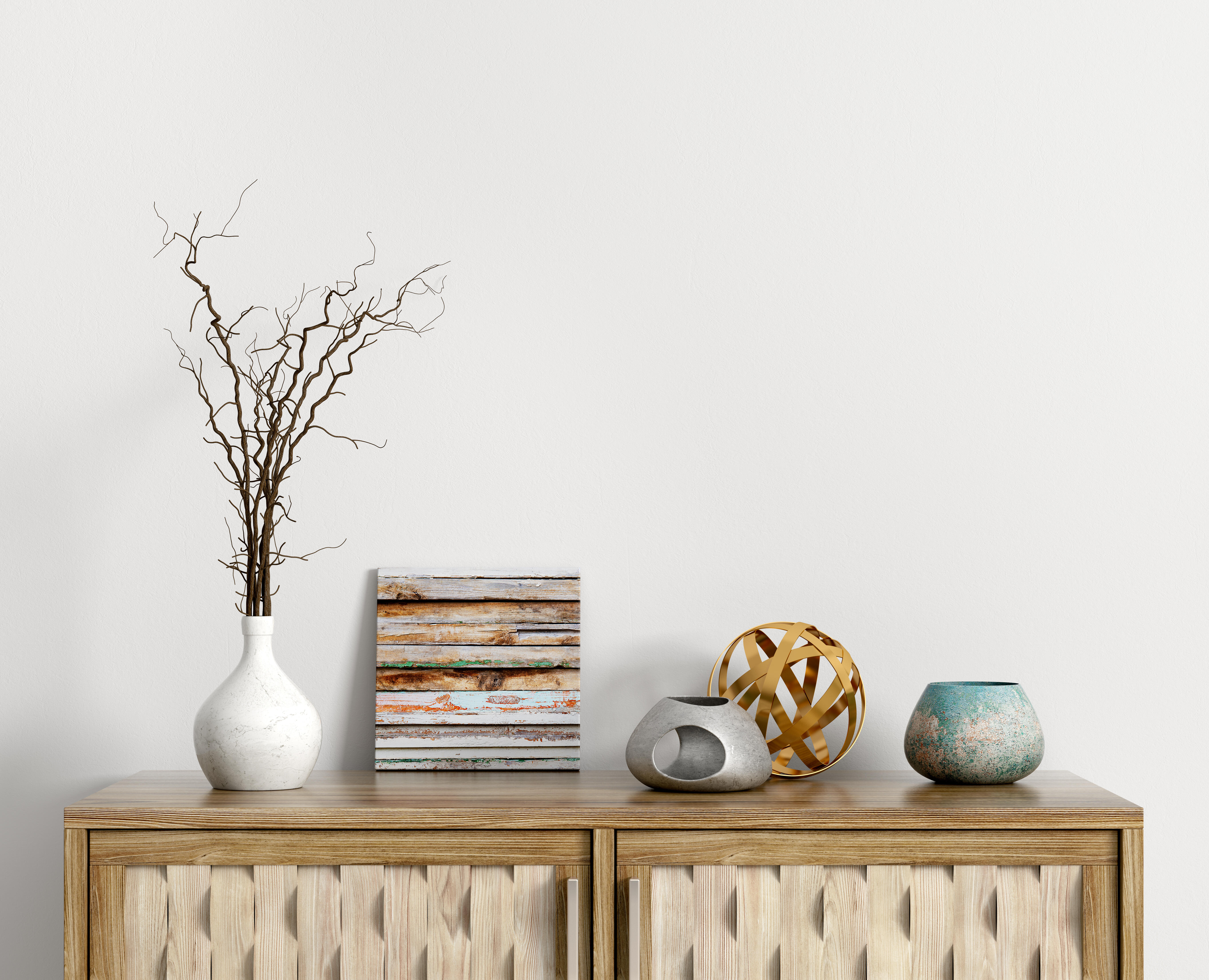 Desk with decor stock image