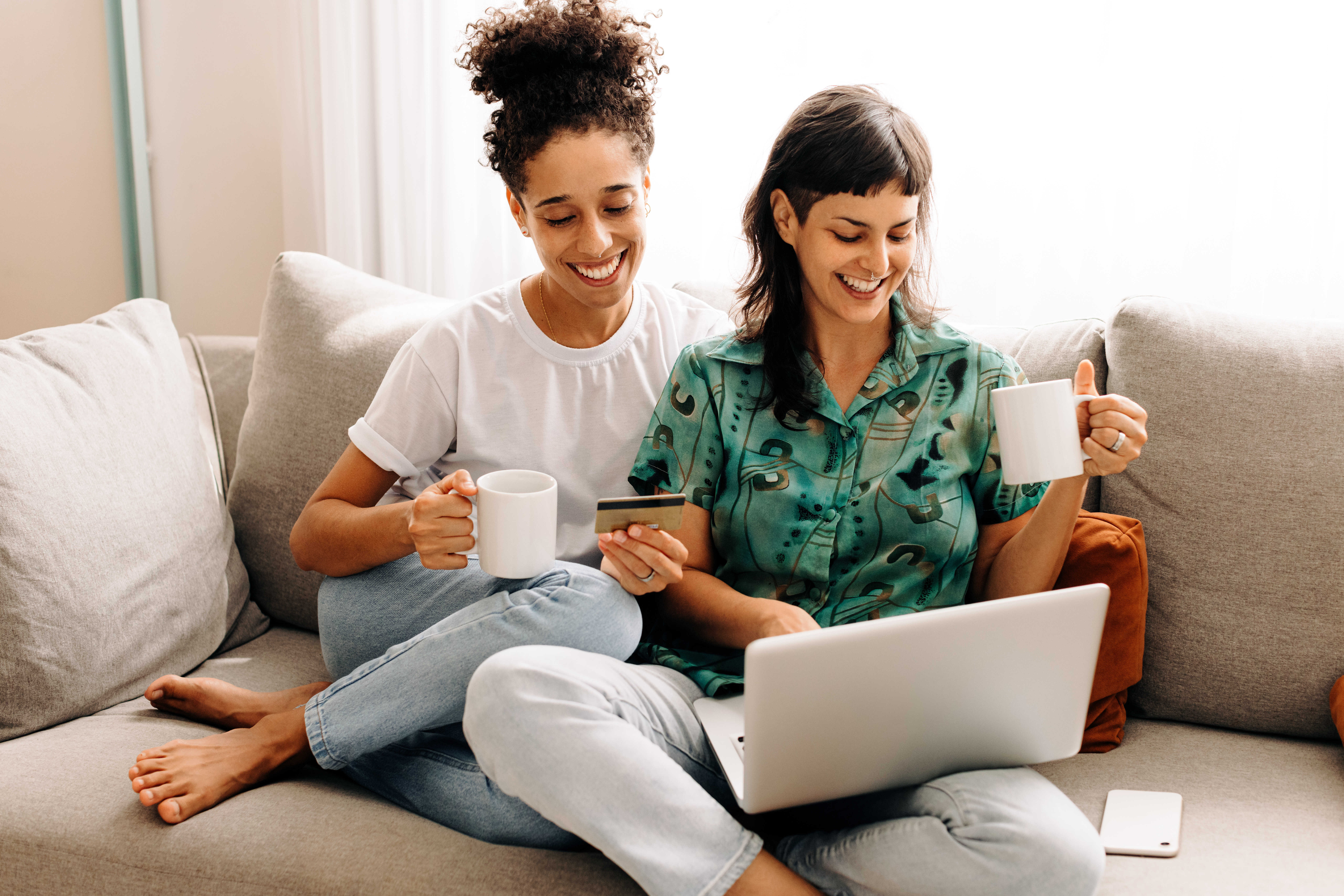 Woman on couch stock image