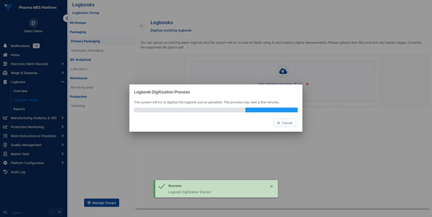 Digitizing logbooks with Vivachem Pharma MES