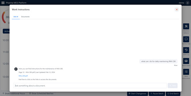 Vivachem Pharma MES example: Easy document search using natural language.