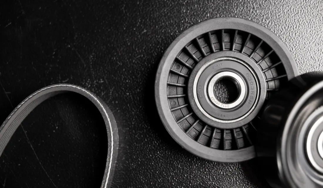 Accessory drive belt, tensioner and pulley components