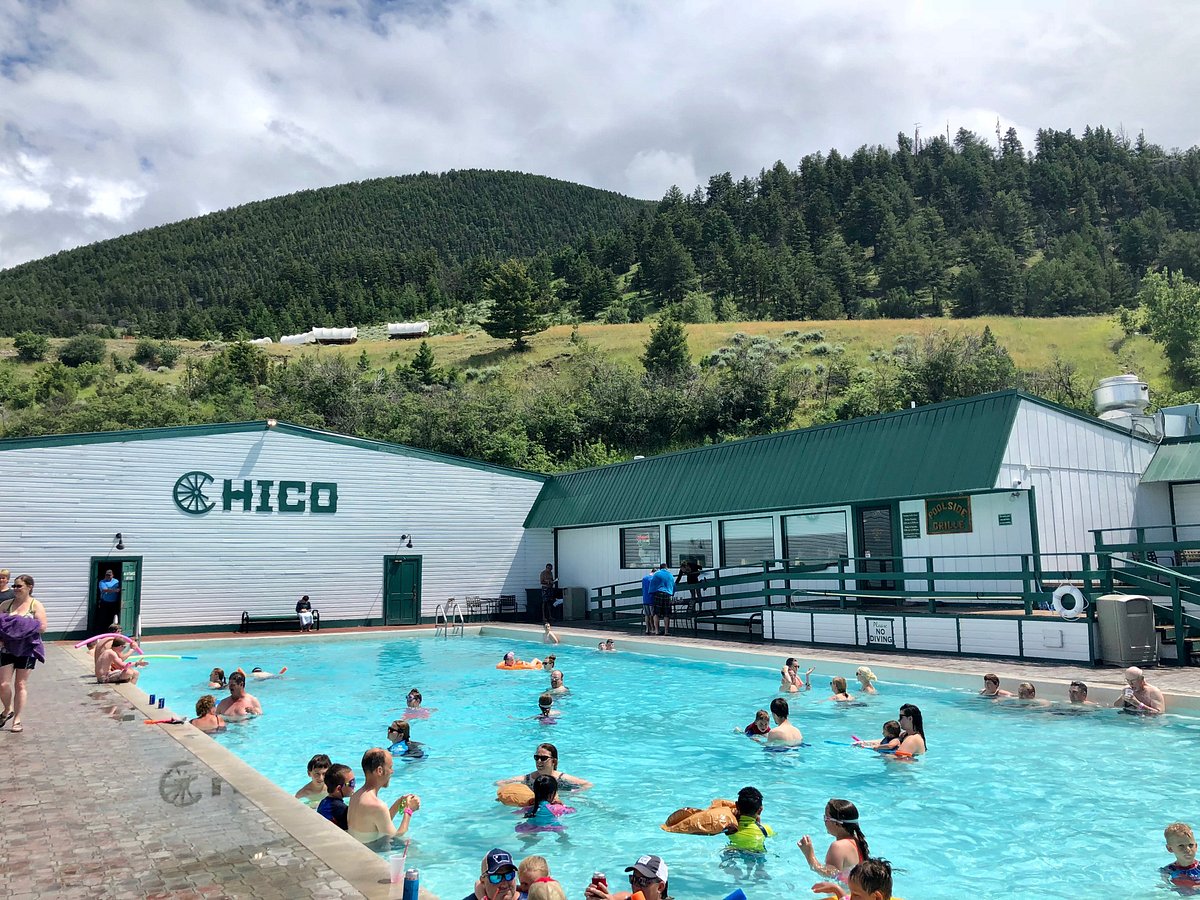 The outdoor mineral pools at Chico Hot Springs